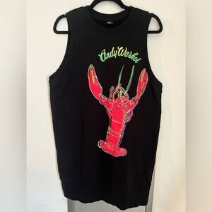 SPRZ NY Uniqlo Sweater Men's Medium Black Andy Warhol Red Lobster Tank Top